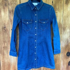 Kendall & Kylie Long Sleeve Denim Snap Front Dress Size S